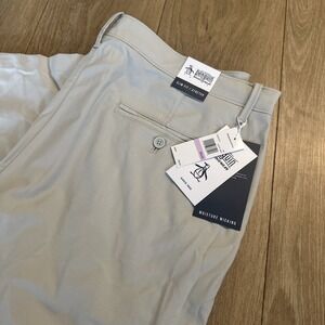 Original Penguin Men's Slim Fit Stretch Pant Agate Gray‎ Khaki Size 38x30 NEW